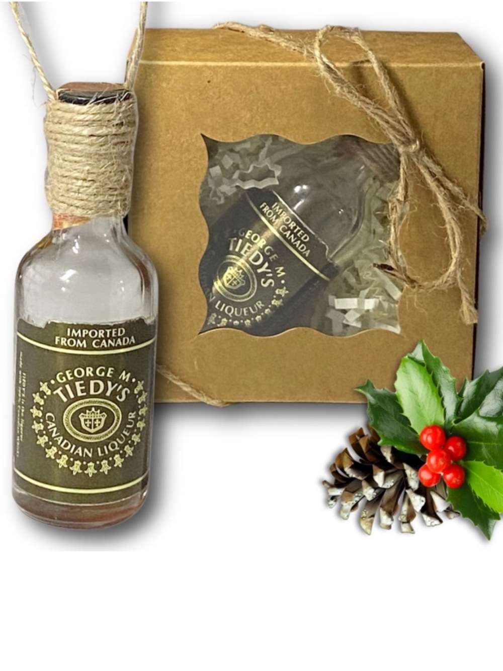 George M. Tiedy's Canadian Liqueur Artisan Vintage Glass Bottle Ornament